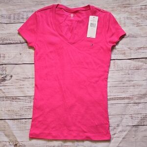 BN Tommy Hilfiger Women's Bright Pink Short Sleeve Tee SZ Small